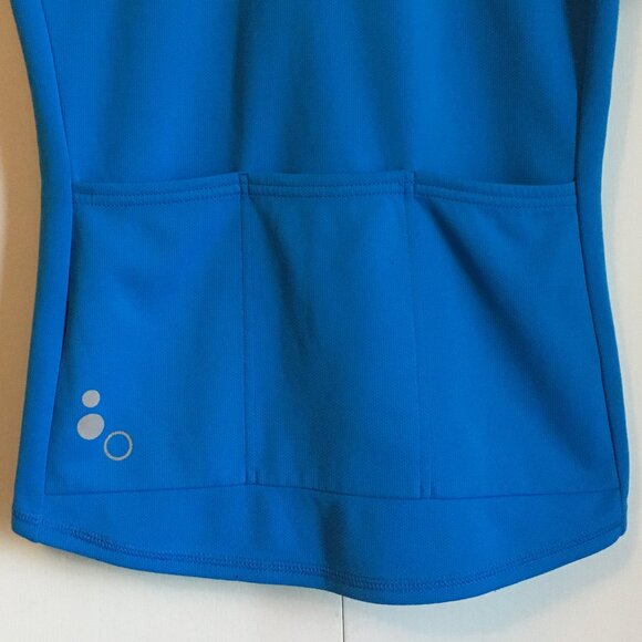 MEC Bright Blue Bubble Short Sleeve Zip Collar Mock Neck Sports Top - Picture 9 of 16